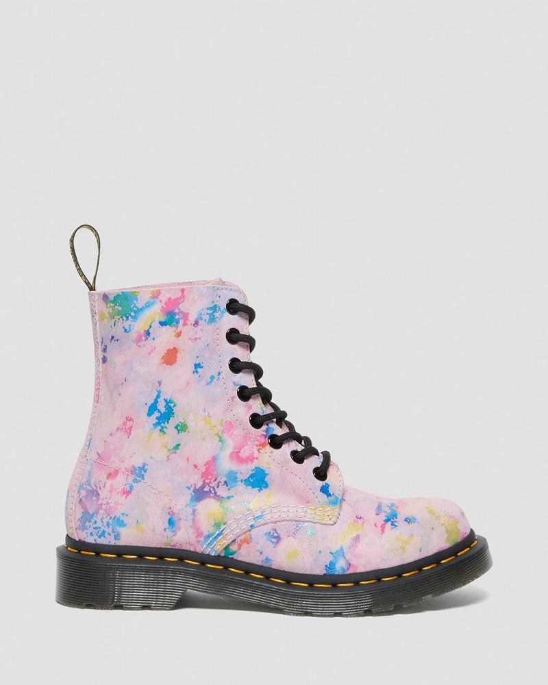 Pink Women's Dr Martens 1460 Pascal Confetti Suede Lace Up Boots | CA 183SGL